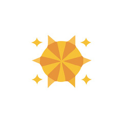 Obraz premium Bright, stylized sunburst graphic for design elements.This cheerful, flat design sunburst icon is perfect for branding, web graphics, or app icons.