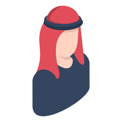 Arabic Man wearing traditional Costume isometric Concept, Thobe with head band Vector icon Design, Saudi Arab culture traditions Symbol Islamic and Muslim practices Sign, Ramada Eid stock illustration