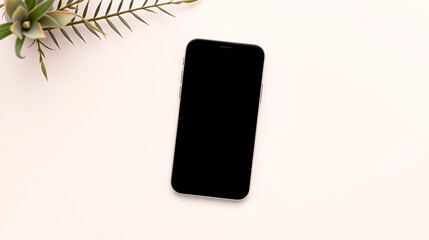 Modern smartphone mockup, light pastel background