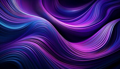 Fototapeta premium Striking purple abstract background featuring dynamic wavy lines and curves concentrated in the center, framed by a contrasting black area. Modern and eye-catching