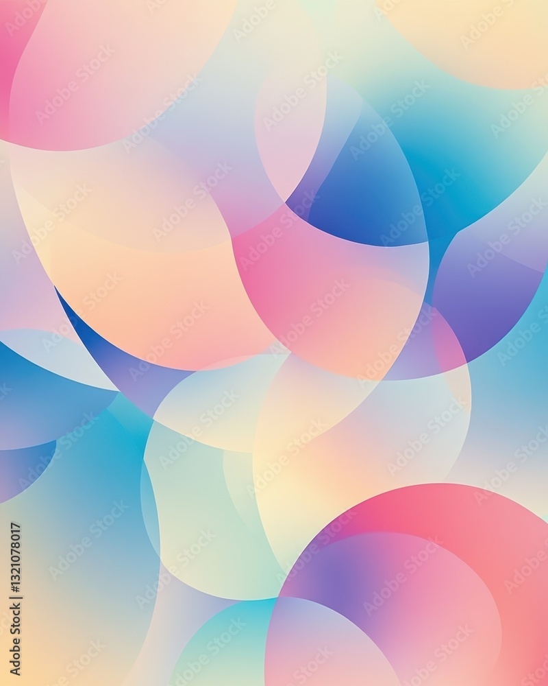 Poster abstract gradient background with overlapping circles in pastel colors for modern designs