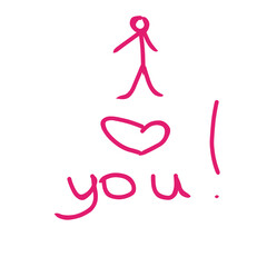 A simple drawing of a stick figure above the text 