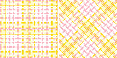 Cool Soft Pink and Muted Sunflower Yellow Seamless Madras Plaid Textile Design