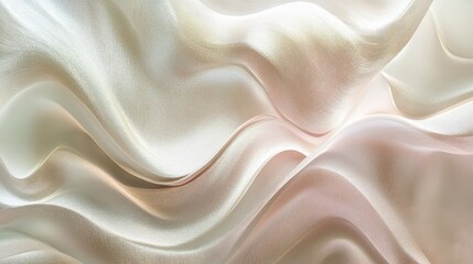 Fototapeta premium Abstract Pearl Fabric Waves Background, Soft Elegant Texture and Light Play