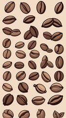 Fototapeta premium Coffee Beans Icon Signs Set. Caffeine Logo Symbol Vector Design.