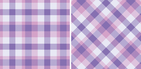 Spring Dark Light Lavendar & Cool Pale Grey Seamless Madras Plaid Textile Design