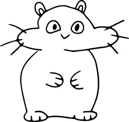 funny smiling hamster with big cheeks looking at camera