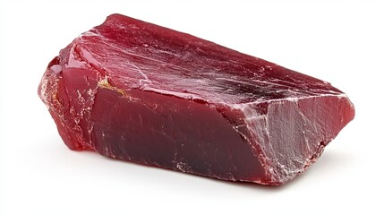 Fototapeta premium A raw piece of beef, isolated against a white background. 