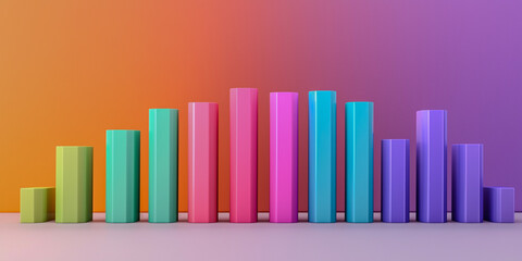 A vibrant graphic showing colorful bar graphs against a gradient background, representing data visualization and statistical analysis.