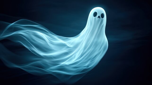 Glowing spectral ghost in dark background