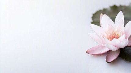 Fototapeta premium Delicate pink water lily on a serene white background
