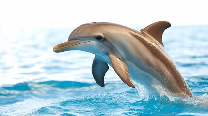 Naklejka premium Dolphin leaping from ocean water