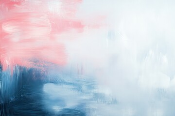 Obraz premium Abstract Acrylic Painting Blush Pink, Deep Blue, and White Brushstrokes on Canvas.