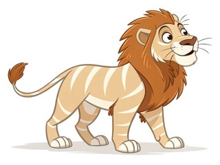 Obraz premium cartoon lion with white stripes clipart lion, isolated on a plain white background