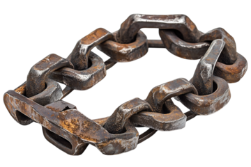 Broken Metal Chain Link Isolated on Transparent Background