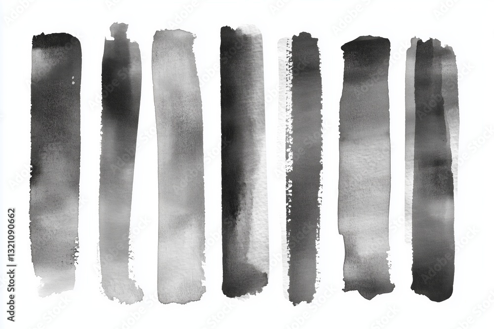 Poster gray color watercolor stripes a collection of handdrawn watercolor strokes and rectangle shapes with