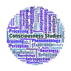 Fototapeta premium Consciousness Studies Word Cloud. Key Concepts in Awareness and Perception