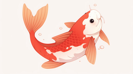 Colorful koi fish swimming gracefully in a serene pond, surrounded by soft bubbles and a tranquil background