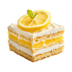 Lemon Curd Icebox Cake Isolated on Transparent Background