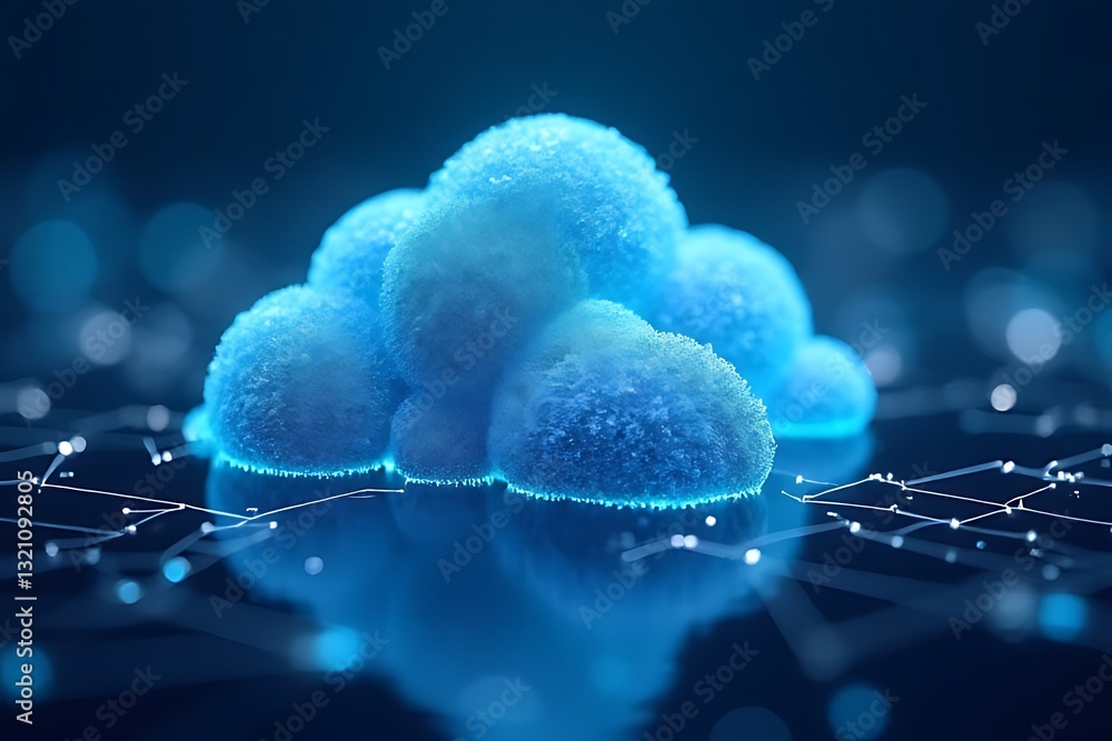 Poster digital cloud formation virtual space 3d rendering futuristic environment close-up conceptual visual