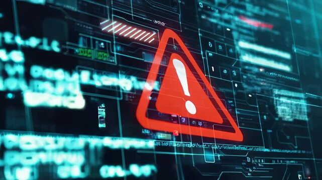 System, data breach and warning sign for hacking as cyber crime with information theft new