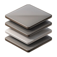 layer icon plastic 3D render Stacked layers, isometric view, clean lines, smooth surfaces, abstract 