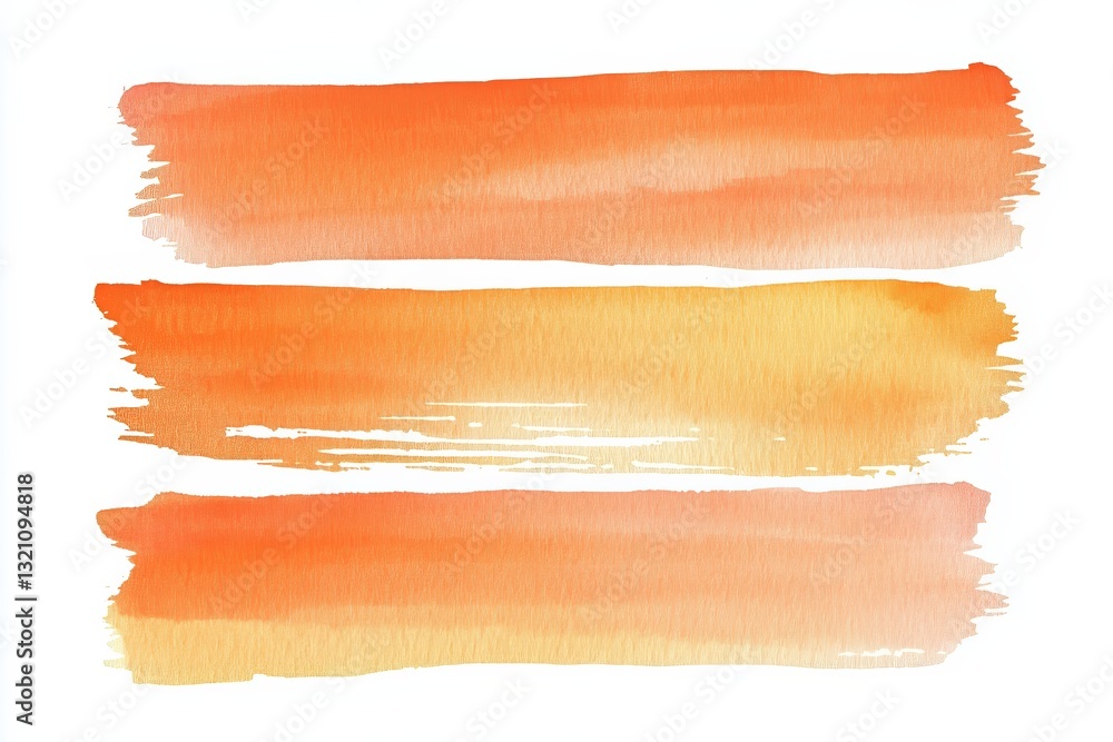 Poster orange watercolor stripes a collection of handdrawn watercolor strokes and rectangle shapes with an 