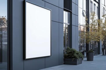 Modern blank billboard on a city building exterior