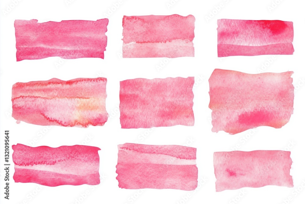Poster pink watercolor stripes a collection of handdrawn watercolor strokes and rectangle shapes with an ar