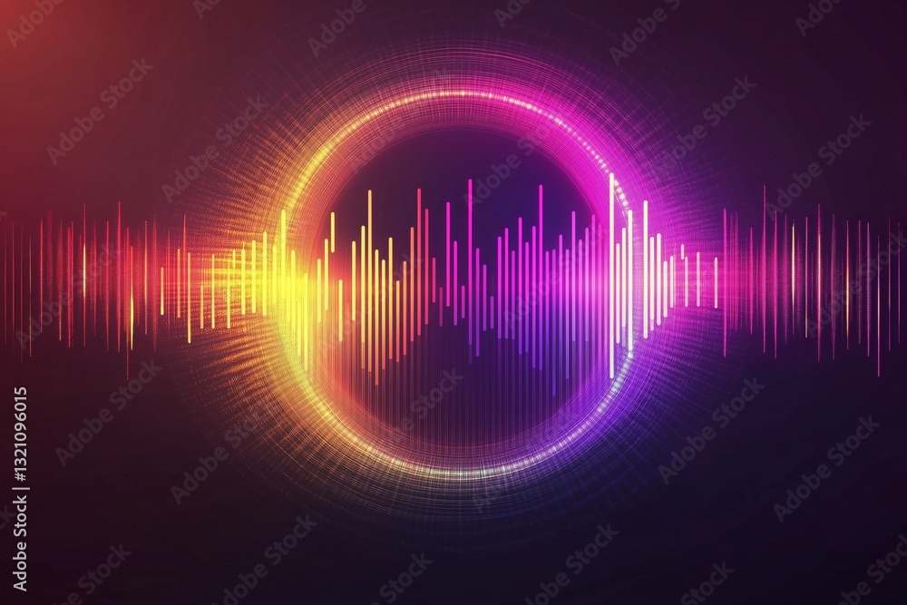 Poster pulse circle music player. audio colorful wave logo. vector equalizer element