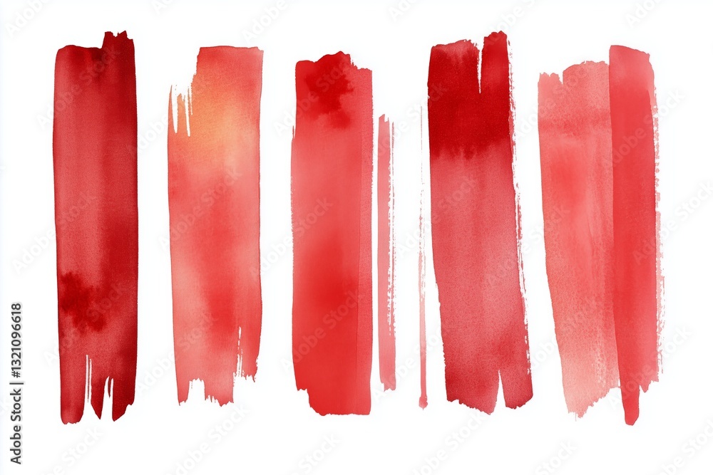 Poster red watercolor stripes a collection of handdrawn watercolor strokes and rectangle shapes with an art
