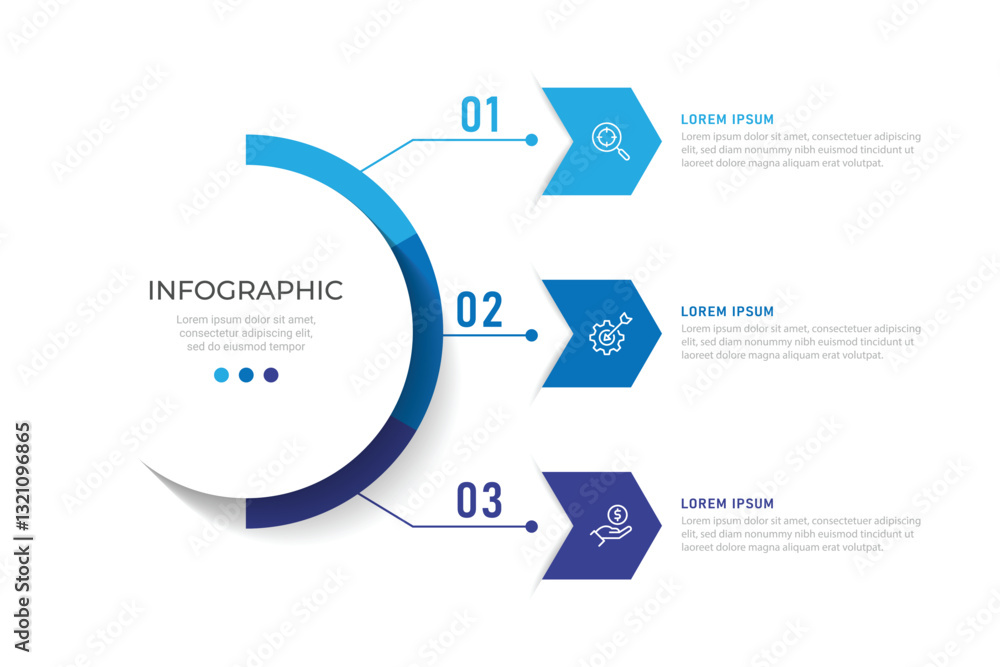 Poster infographic business design vector template with 3 options, steps or processes. can be used for pres