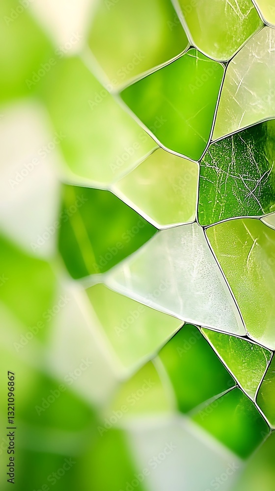 Poster abstract mosaic of green and white irregular polygons background image
