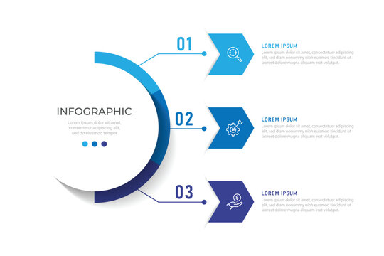 Infographic business design vector template with 3 options, steps or processes. Can be used for presentations banner, workflow layout, process diagram, flow chart, info graph