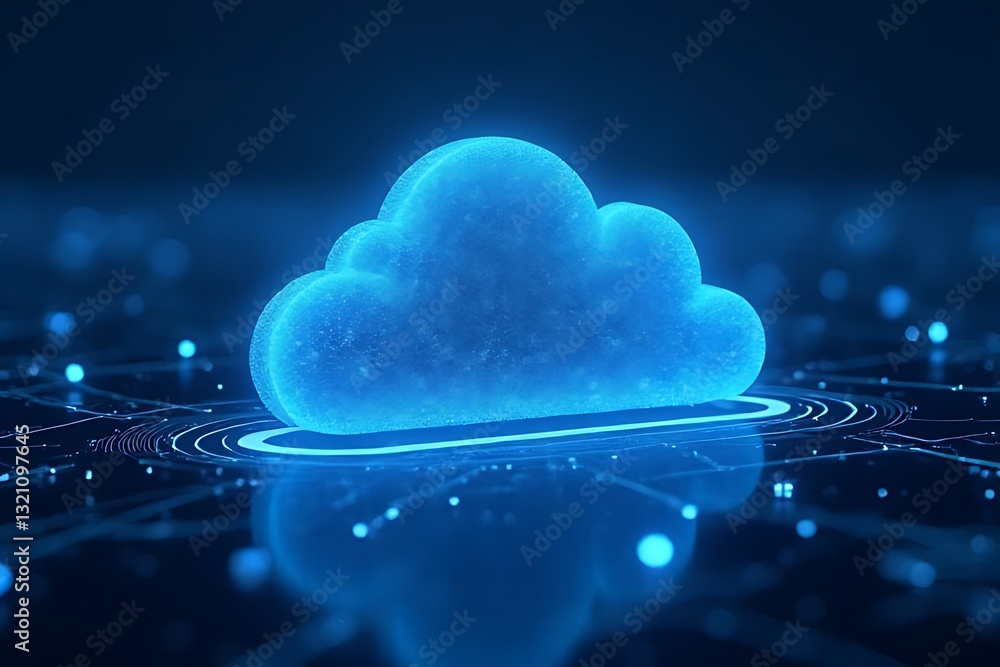 Poster digital cloud storage solutions technology infographic virtual environment aerial view data manageme