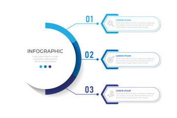 Business infographic design template with 3 options, steps or processes