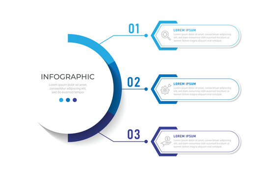 Business infographic design template with 3 options, steps or processes