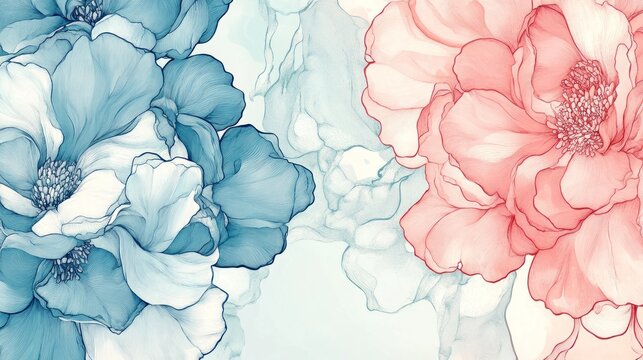 Delicate floral print in soft teal and blush tones