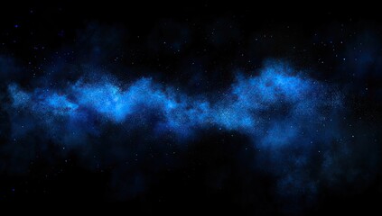 Naklejka premium Cosmic Nebula, a vibrant display of deep space. A swirling expanse of celestial blue gas clouds against a backdrop of countless stars