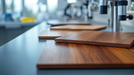 Close-Up of Wooden Cutting Boards on a Modern Kitchen Countertop with Bright Natural Light Inviting Culinary Creativity and Home Cooking