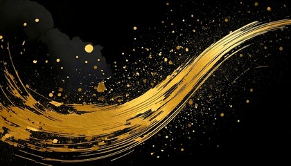 黒　背景　金色　ストローク　和風　金箔　波