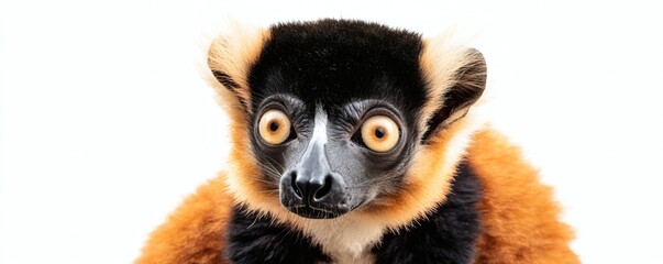 Fototapeta premium An adorable lemur animal looking directly at the camera with curiosity