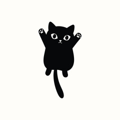 Cute Jumping Black Cat Silhouette | Playful Feline Illustration for Stickers, Prints, and Digital Art