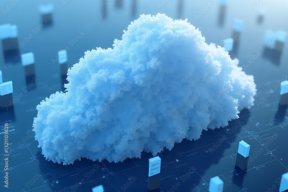 Poster cloud computing revolution virtual data storage technology hub digital environment futuristic viewpo
