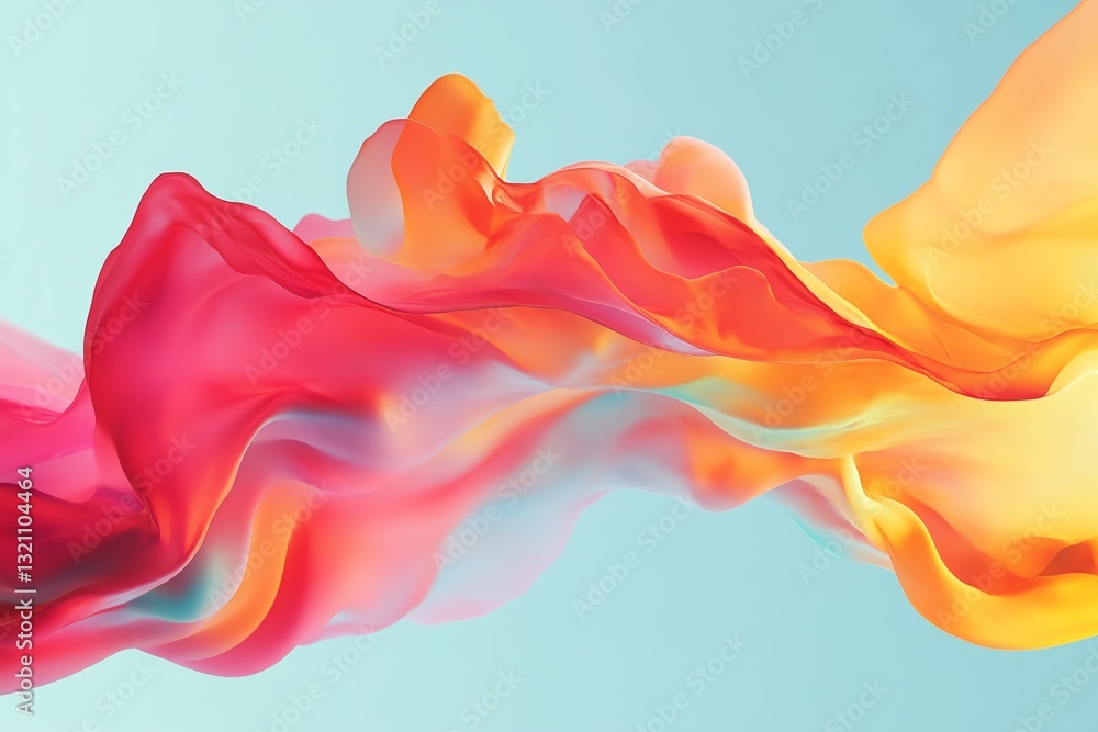 Poster the image features an abstract splash of colors blending seamlessly from red and pink hues on the le