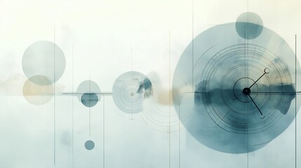 Conceptual art piece featuring a radio dial with abstract circular patterns in soft hues