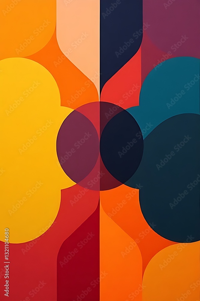 Poster abstract geometric patterns digital art colorful composition modern design flat view visual aestheti