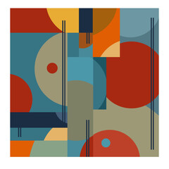 Vector abstract illustration. Abstract background consists of circles, lines, rectangles.