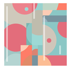 Vector abstract geometric illustration. Abstract background consists of circles, lines, rectangles.
