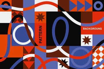 Pattern abstrait composé de formes géométriques. Un arrière-plan vectoriel de style moderne, affiches, flyers, bannières pour festivals